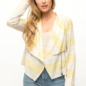 MYSTREE Yellow Watercolor Stripe Drape Jacket | Lightweight Spring Layer